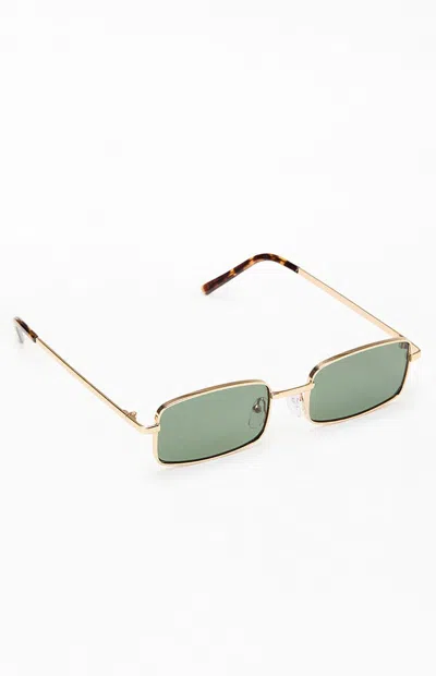 Pacsun Gold Metal Rectangle Sunglasses In Purple