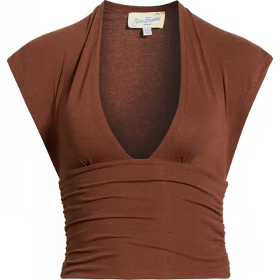Pacsun Harley Deep V Cinched Top In Brown