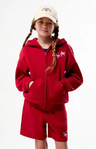 Pacsun Hawaii Embroidered Baggy Sweat Shorts In Red