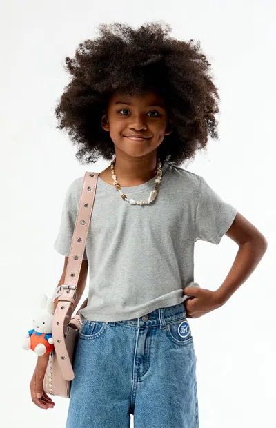 Pacsun Heather Gray Ribbed Skimmer T-shirt In Heather Grey In Blue