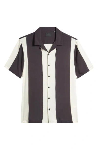 Pacsun Henry Stripe Camp Shirt In Black/ White