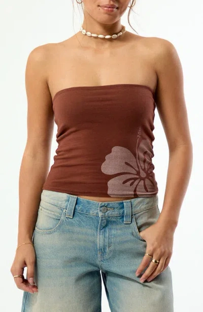 Pacsun Hibiscus Tube Top In Brown