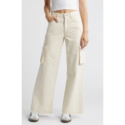 Pacsun High Waist Wide Leg Cargo Pants In Bone White