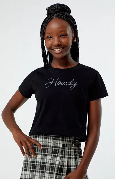 Pacsun Howdy Rhinestone Skimmer T-shirt In Black