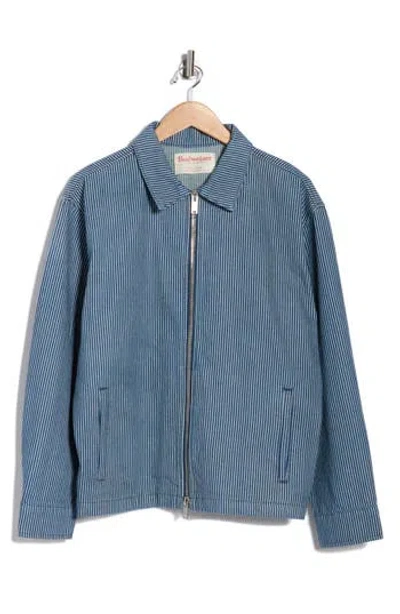 Pacsun Initial Stripe Denim Chore Jacket In Blue