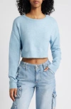 Pacsun Iris Crewneck Crop Sweater In Dusk Blue