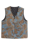 PACSUN PACSUN JACQUARD DENIM VEST WITH QUILTED LINING