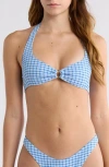 Pacsun Jade Textured Halter Bikini Top In Blue