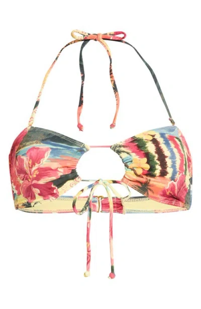 Pacsun Jalen Tropical Pirnt Bandeau Bikini Top In Multi