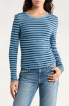 Pacsun Jamie Stripe Long Sleeve Cotton Top In Blue
