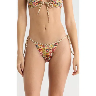 Pacsun Jasper High Cut Side Tie Bikini Bottoms In Multi