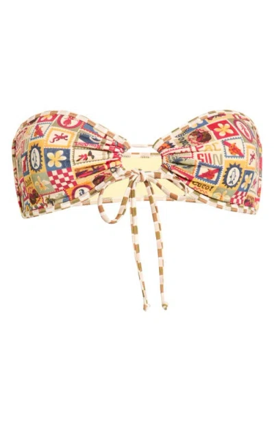 Pacsun Jasper Strapless Bandeau Bikini Top In Brown