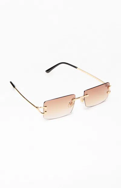 Pacsun Joey Frameless Rectangle Sunglasses In Gold