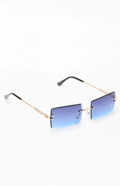 Pacsun Joey Rectangle Sunglasses In Blue