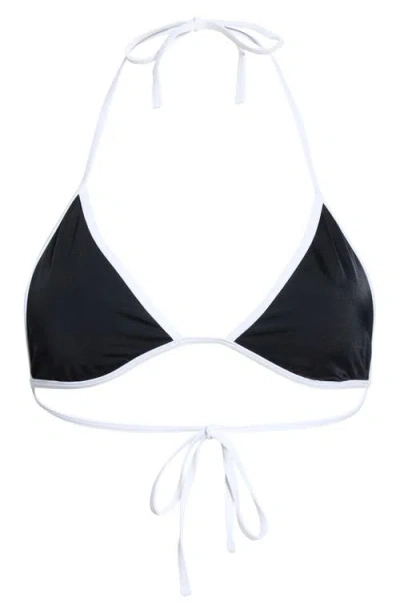 Pacsun Juno Contrast Trim Triangle Bikini Top In Black