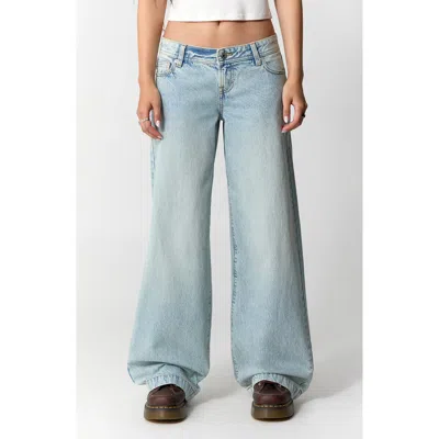 Pacsun Kaia Low Rise Baggy Wide Leg Jeans In Light Indigo