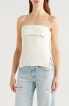 Pacsun Kate Side Button Foldover Rib Tube Top In Gardenia
