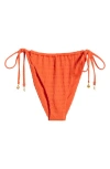 Pacsun Katelyn Shirred Side Tie Swim Bottoms In Orange