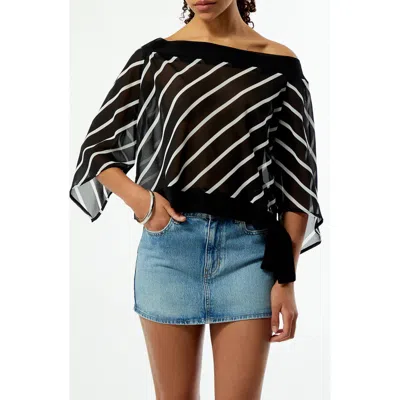 Pacsun Ken Stripe One-shoulder Top In Black