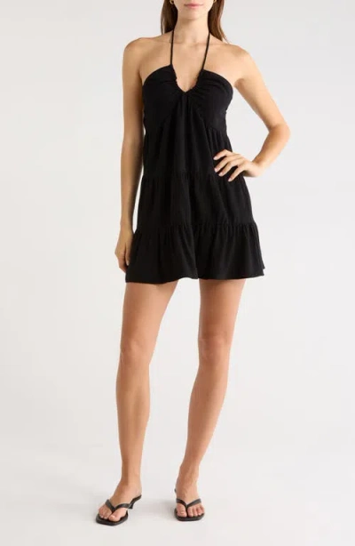Pacsun Kenna Keyhole Halter Minidress In Black