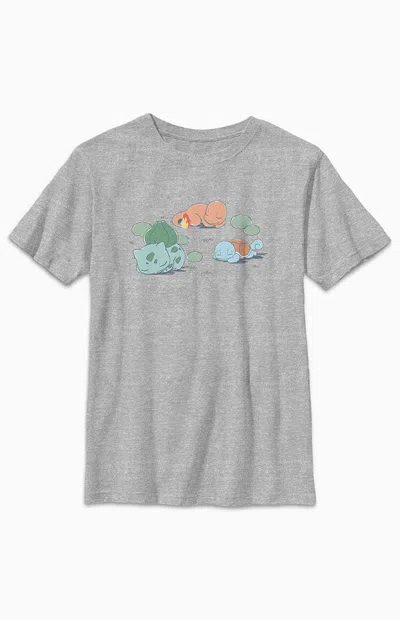 Pacsun Kids Bulbasaur Charmander Squirtle Pokemon T-shirt In Heather Grey In Gray