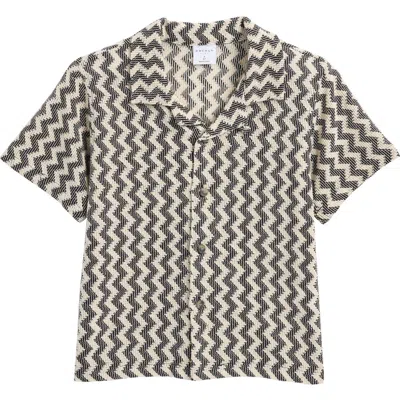 Pacsun Kids' Chevron Cotton Camp Shirt In Natural/black