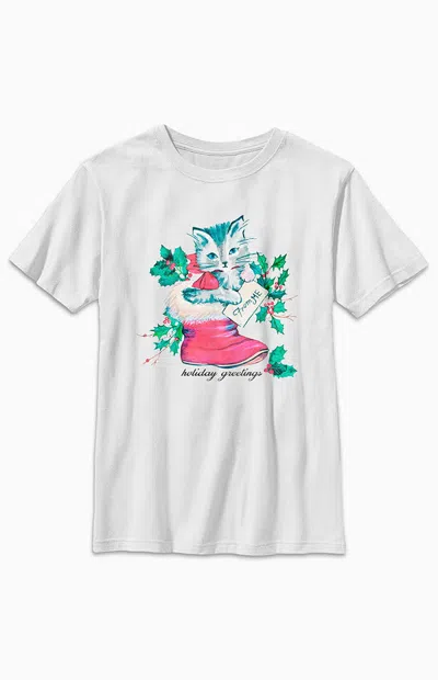 Pacsun Kids Christmas Kitty T-shirt In White