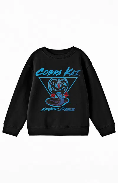 Pacsun Kids Cobra Kai Never Dies Crew Neck Sweatshirt In Black