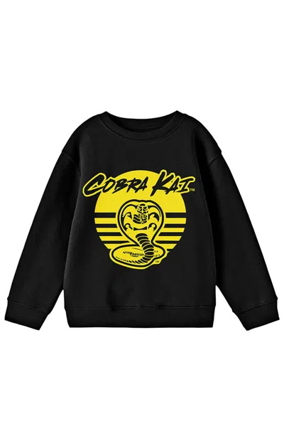 Pacsun Kids Cobra Kai Yellow Circle Crew Neck Sweatshirt In Black