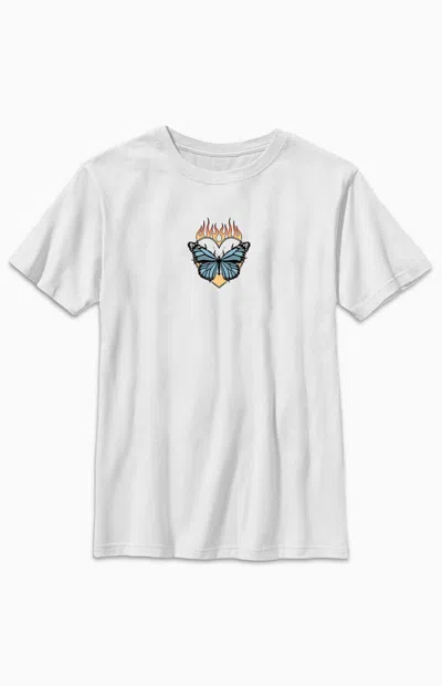 Pacsun Kids Flame Butterfly T-shirt In White