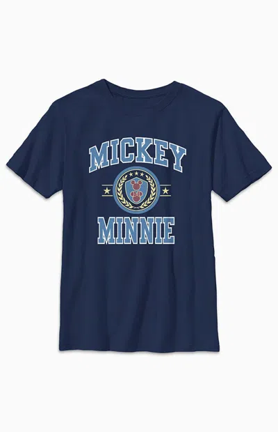 Pacsun Kids Mickey Minnie College T-shirt In Navy In Blue