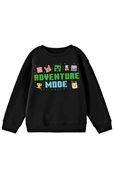 Pacsun Kids Minecraft Adventure Mode Crew Neck Sweatshirt In Black