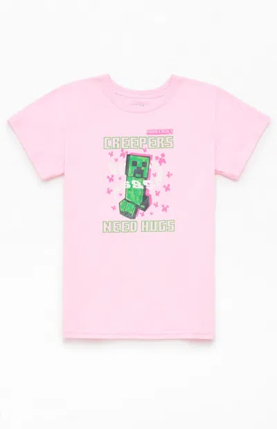 Pacsun Kids Minecraft Creeper Flowers T-shirt In Pink