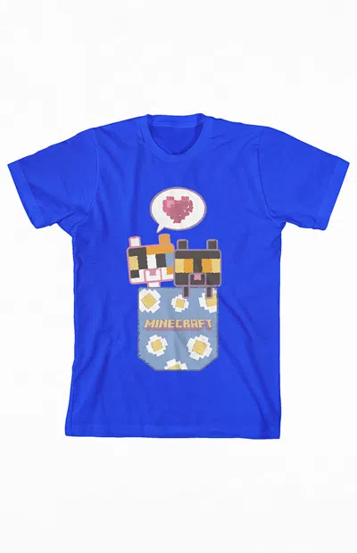 Pacsun Kids Minecraft Two Block Kitten T-shirt In Royal Blue