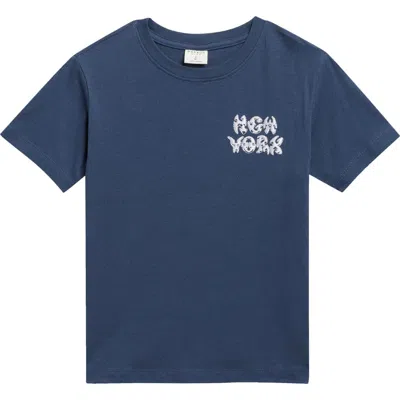 Pacsun Kids' New York Bubble Embroidered Cotton T-shirt In Blue