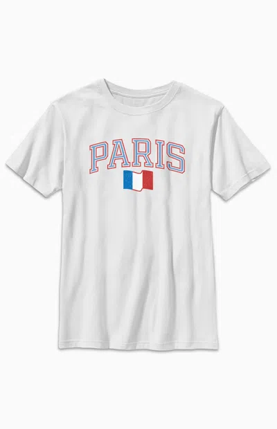 Pacsun Kids Paris Collegiate T-shirt In White In Burgundy