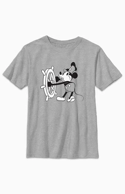 Pacsun Kids Steamboat Mickey Cruising T-shirt In Heather Grey In Gray