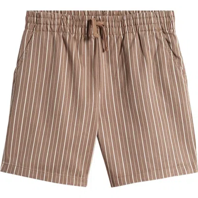 Pacsun Kids' Stripe Drawstring Volley Shorts In Walnut Stripe