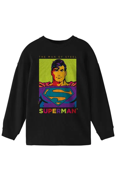 Pacsun Kids Superman Pop Color Art Long Sleeve T-shirt In Black
