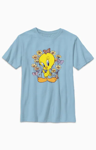 Pacsun Kids Tweety Floral T-shirt In Light Blue