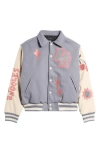 Pacsun La Crash Oversize Varsity Jacket In Grey