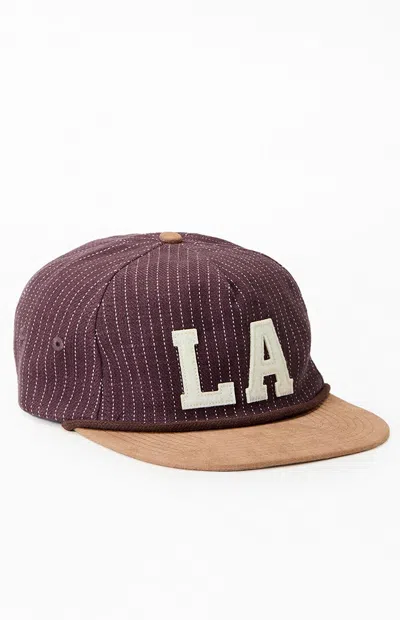 Pacsun La Pinstripe Golfer Dad Hat In Brick Red In Brown