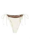 Pacsun Lace-up Side Tie Bikini Bottoms In Gardenia/contrast Chestnut