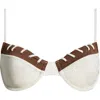 Pacsun Lace-up Underwire Bikini Top In Gardenia/contrast Chestnut