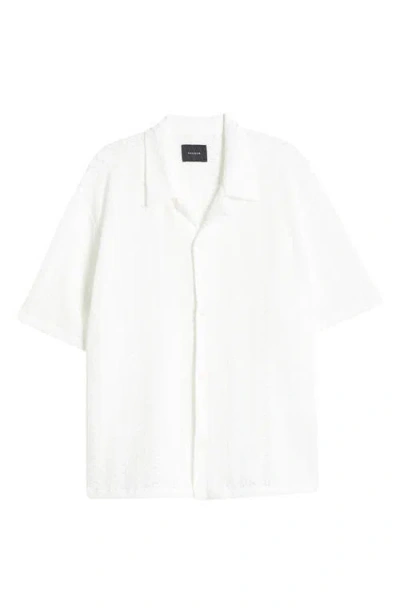 Pacsun Lance Open Stitch Knit Camp Shirt In White
