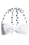 Pacsun Layla Tie Front Halter Bikini Top In Black White Polka Dots