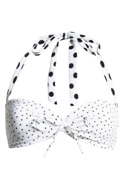 Pacsun Layla Tie Front Halter Bikini Top In Black White Polka Dots