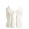 Pacsun Leena Open Stitch Tie Front Cotton Camisole In White