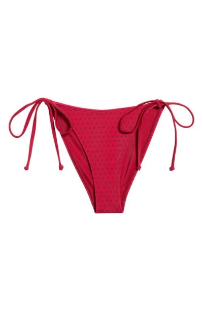 Pacsun Leora Printed Side Tie Bikini Bottoms In Red