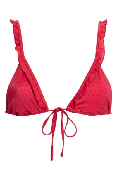 Pacsun Leora Ruffle Triangle Bikini Top In Red